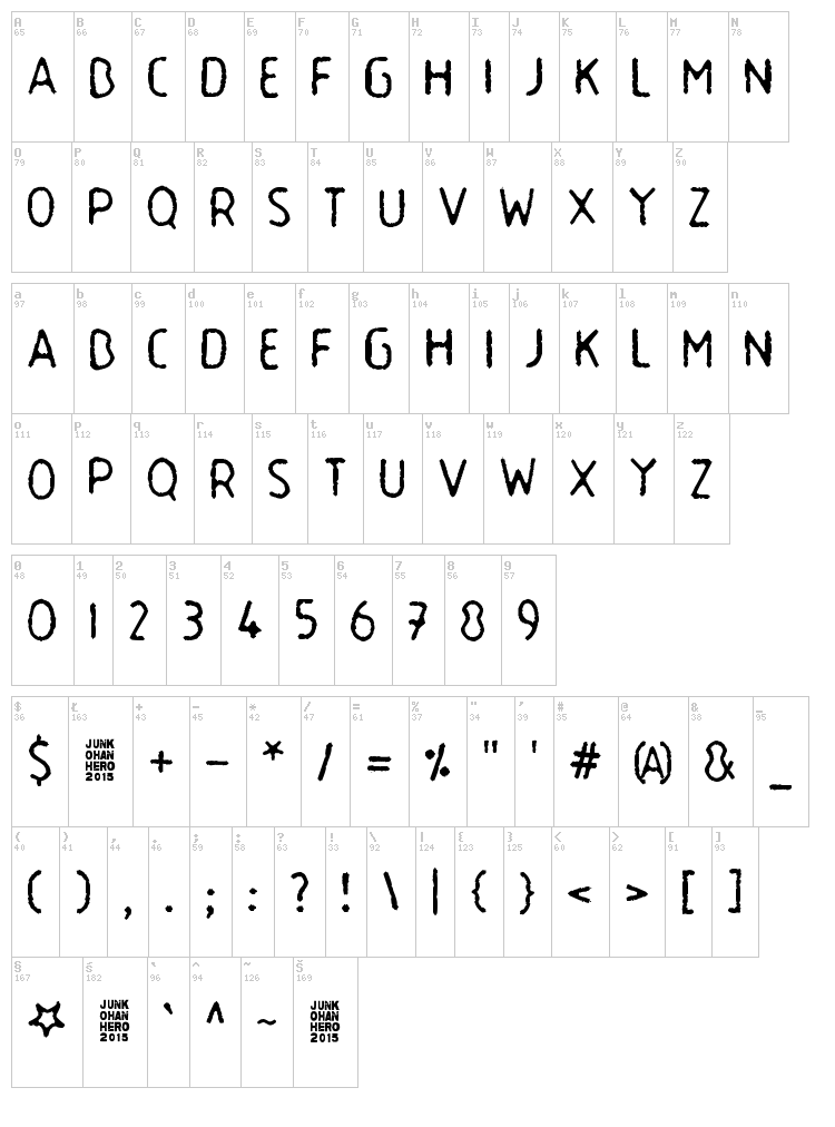 Garbage Guerilla font map